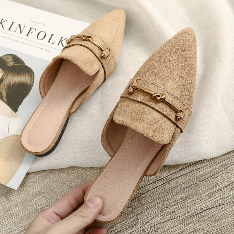 Flora Pointed-Toe Studded Mule Flats | Casual Mule Flats