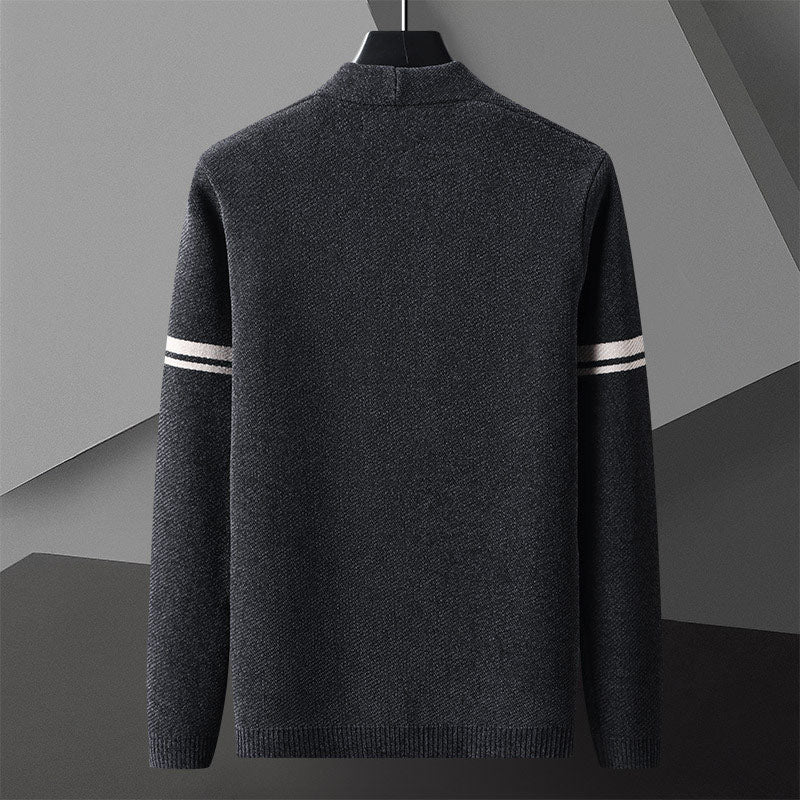 Arthur Relaxed Fit Cardigan | Button Front Striped Sleeves Cardigan