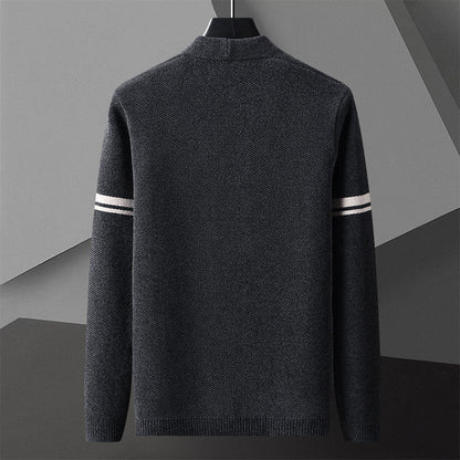 Arthur Relaxed Fit Cardigan | Button Front Striped Sleeves Cardigan
