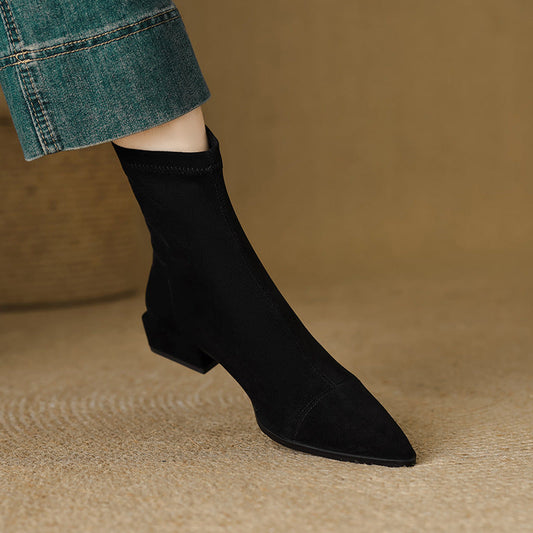 Isla Fitted Ankle Boots | Pointed Toe Block Heel Ankle Boots