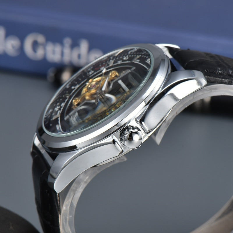 Joshua Vintage Round Case Watch | Open Heart Dial Moon Phase Watch