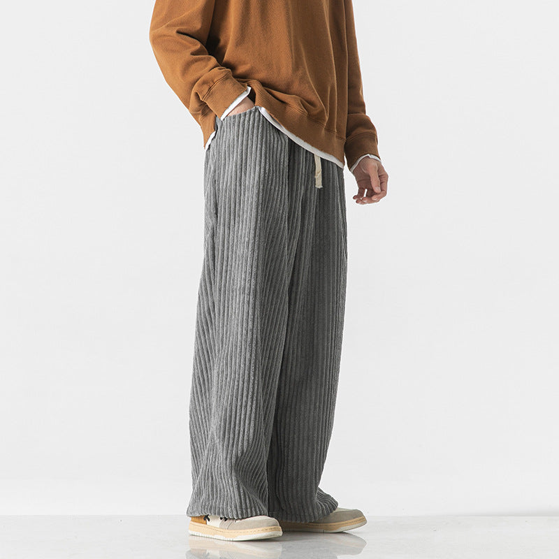 Arthur Ribbed Relaxed Fit Pants | Drawstring Waist Casual Pants