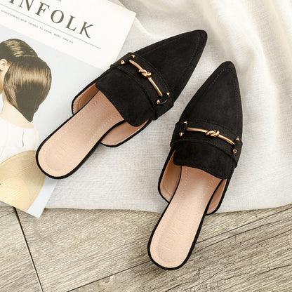 Flora Pointed-Toe Studded Mule Flats | Casual Mule Flats