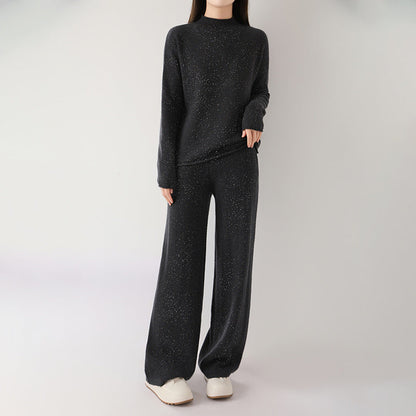 Isabella Relaxed Fit Sweater And Wide-Leg Trousers Two-Piece Set | Flecked Casual Set