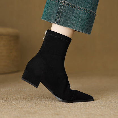 Isla Fitted Ankle Boots | Pointed Toe Block Heel Ankle Boots