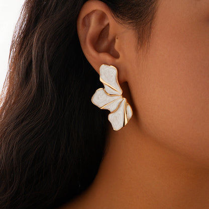 Olivia Floral Enamel Finish Flower Earrings | Gold-Tone Details Earrings