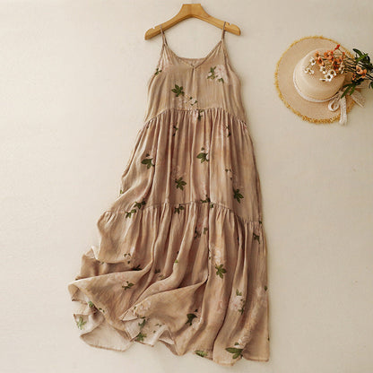 Grace Relaxed Fit Tie-Front Cardigan And Maxi Dress Two-Piece Set | V-Neck Cropped And Sleeveless Dress