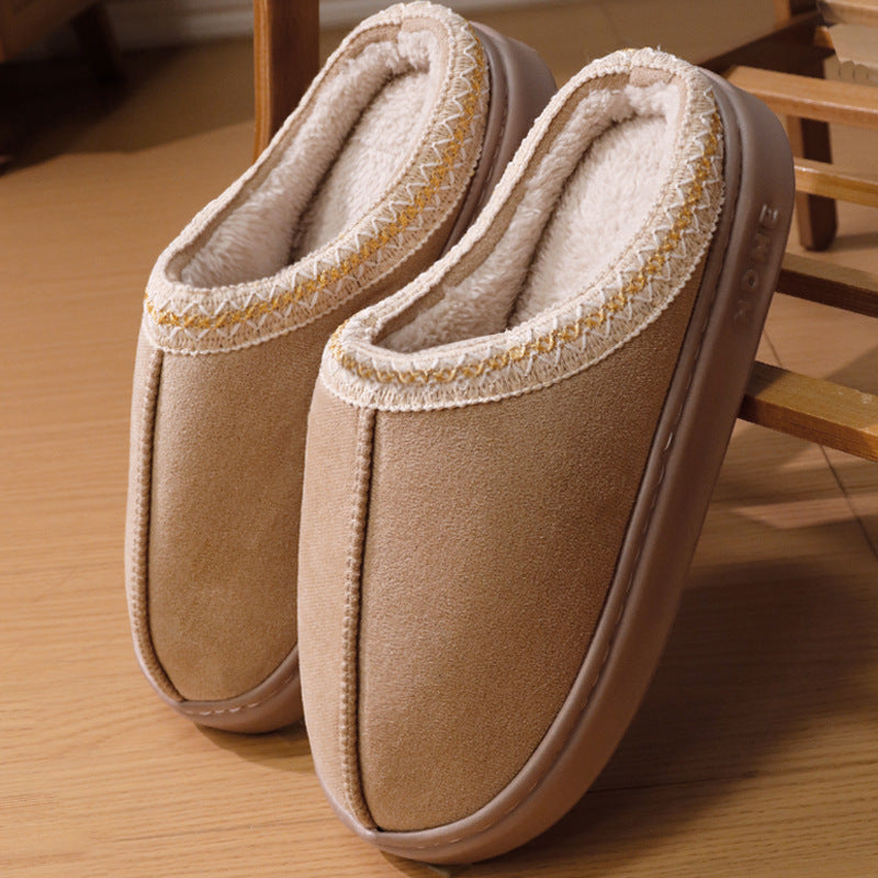 Amelia Slip-On Slippers | Embroidered Trim Cushioned Sole Slippers