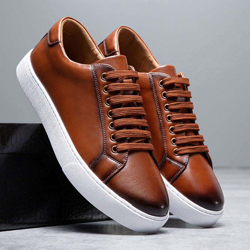 Sebastian Low-Top Sneakers | Lace-Up Burnished Finish Sneakers