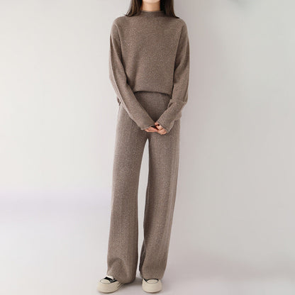 Isabella Relaxed Fit Sweater And Wide-Leg Trousers Two-Piece Set | Flecked Casual Set