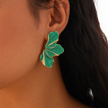 Olivia Floral Enamel Finish Flower Earrings | Gold-Tone Details Earrings