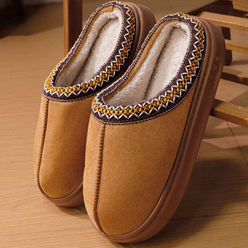Amelia Slip-On Slippers | Embroidered Trim Cushioned Sole Slippers