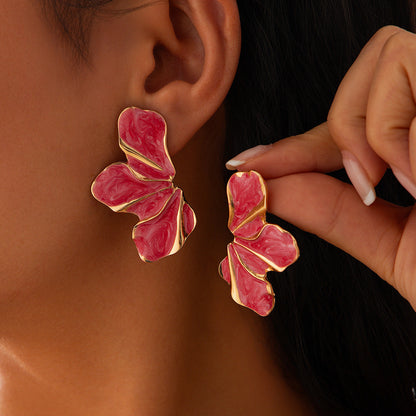 Olivia Floral Enamel Finish Flower Earrings | Gold-Tone Details Earrings