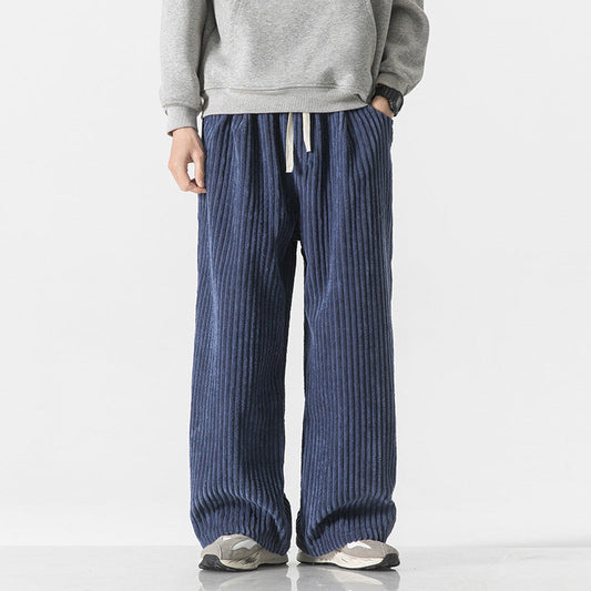 Arthur Ribbed Relaxed Fit Pants | Drawstring Waist Casual Pants