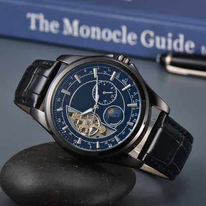 Joshua Vintage Round Case Watch | Open Heart Dial Moon Phase Watch