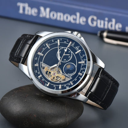 Joshua Vintage Round Case Watch | Open Heart Dial Moon Phase Watch
