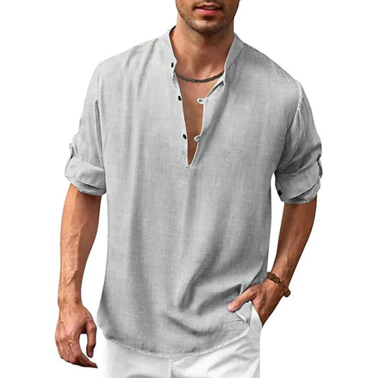 Manny Shirt | Men's Cotton Linen Henley Shirt