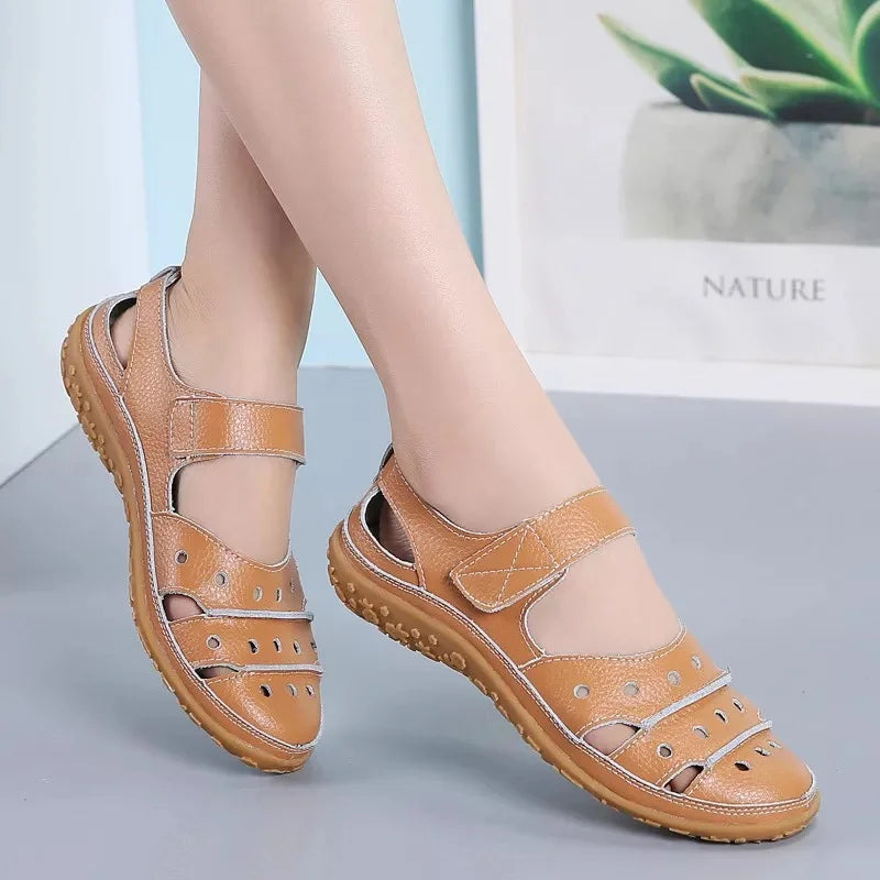 Marlowe Sandals | Cushioned Insole Adjustable Velcro Leather Sandals