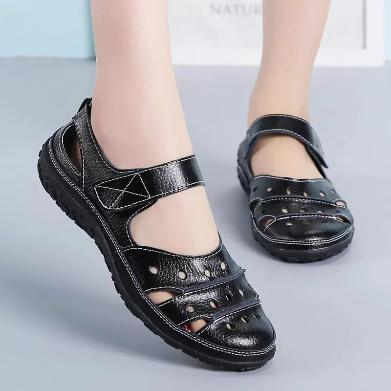 Marlowe Sandals | Cushioned Insole Adjustable Velcro Leather Sandals