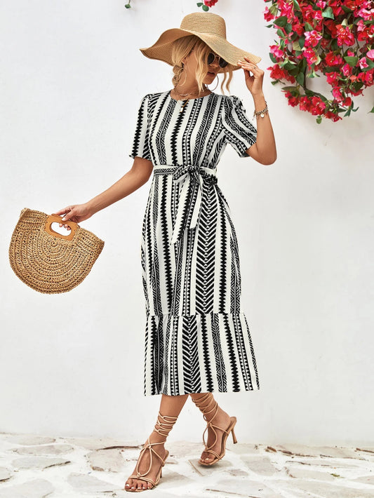 Meera Dress | Chic Striped Midi Dress
