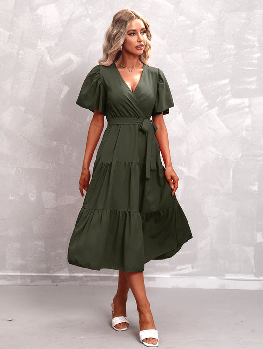 Mela Dress | Women's V Neck Swing Midi Dress