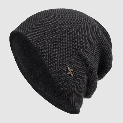 Arthur Relaxed Fit Beanie | Chevron Pattern Ribbed Brim Beanie