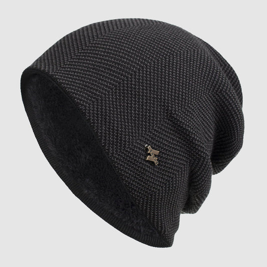 Arthur Relaxed Fit Beanie | Chevron Pattern Ribbed Brim Beanie