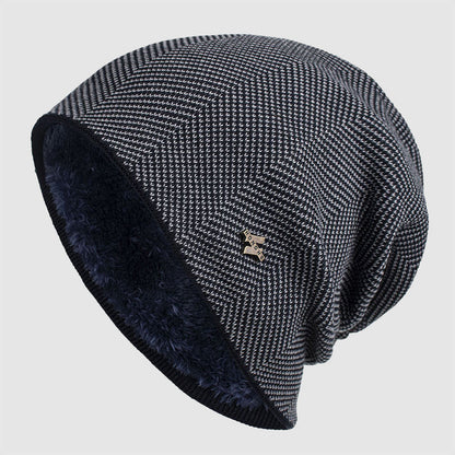 Arthur Relaxed Fit Beanie | Chevron Pattern Ribbed Brim Beanie