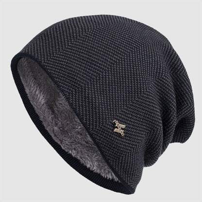 Arthur Relaxed Fit Beanie | Chevron Pattern Ribbed Brim Beanie