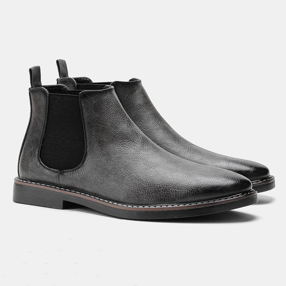 Men’s Chelsea Boots – Smooth Leather – Almond Toe – Elastic Gusset – Ankle Length