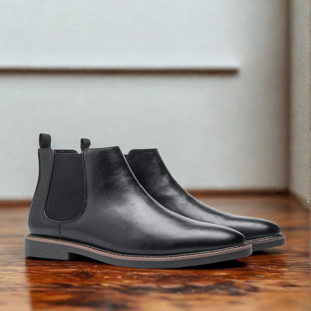 Men’s Chelsea Boots – Smooth Leather – Almond Toe – Elastic Gusset – Ankle Length