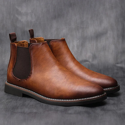 Men’s Chelsea Boots – Smooth Leather – Almond Toe – Elastic Gusset – Ankle Length