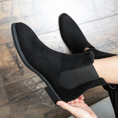 Men’s Chelsea Boots – Suede Finish – Slim Fit – Ankle High – Elastic Gussets – Slip-On