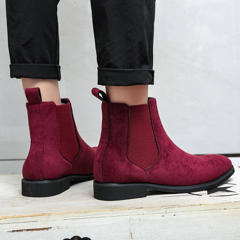 Men’s Chelsea Boots – Suede Finish – Slim Fit – Ankle High – Elastic Gussets – Slip-On