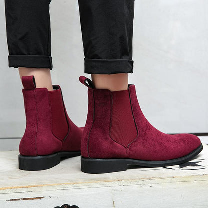 Men’s Chelsea Boots – Suede Finish – Slim Fit – Ankle High – Elastic Gussets – Slip-On