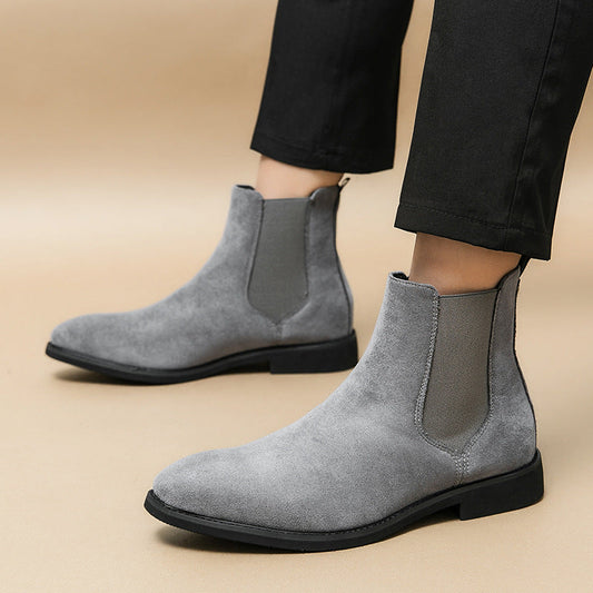 Men’s Chelsea Boots – Suede Finish – Slim Fit – Ankle High – Elastic Gussets – Slip-On