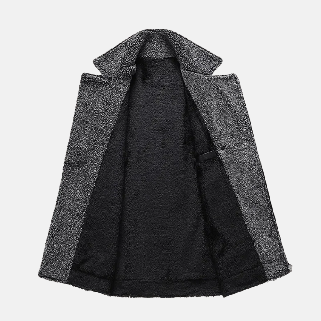 Men’s Faux Leather Jacket – Shearling Lined – Quilted Shoulders – Zip Button Closure