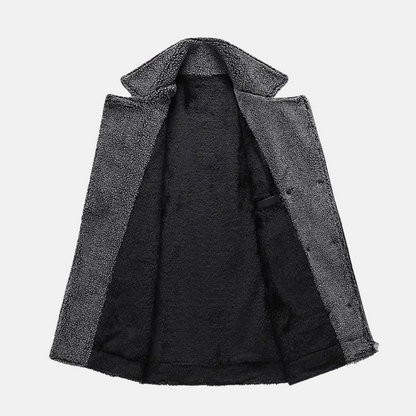 Men’s Faux Leather Jacket – Shearling Lined – Quilted Shoulders – Zip Button Closure