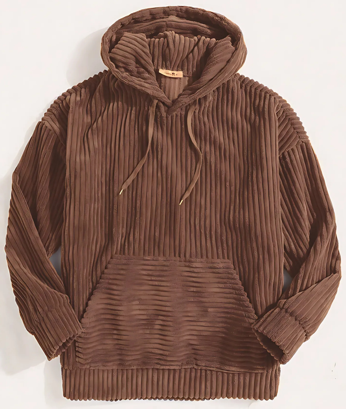 Men’s Hoodie – Corduroy Textured – Oversized Relaxed Fit – Kangaroo Pocket – Ribbed Trim