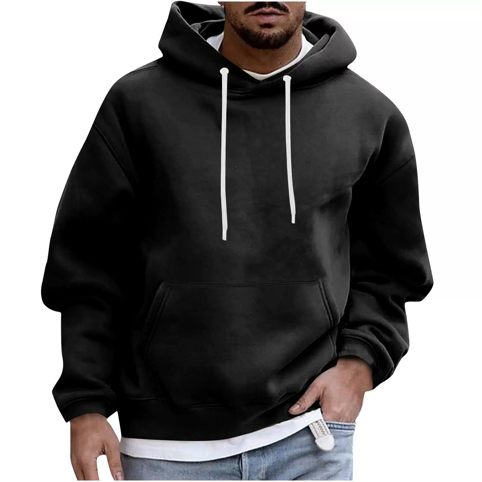 Men’s Hoodie – Fleece Fabric – Loose Fit – Drawstring Hood – Kangaroo Pocket Casual Wear