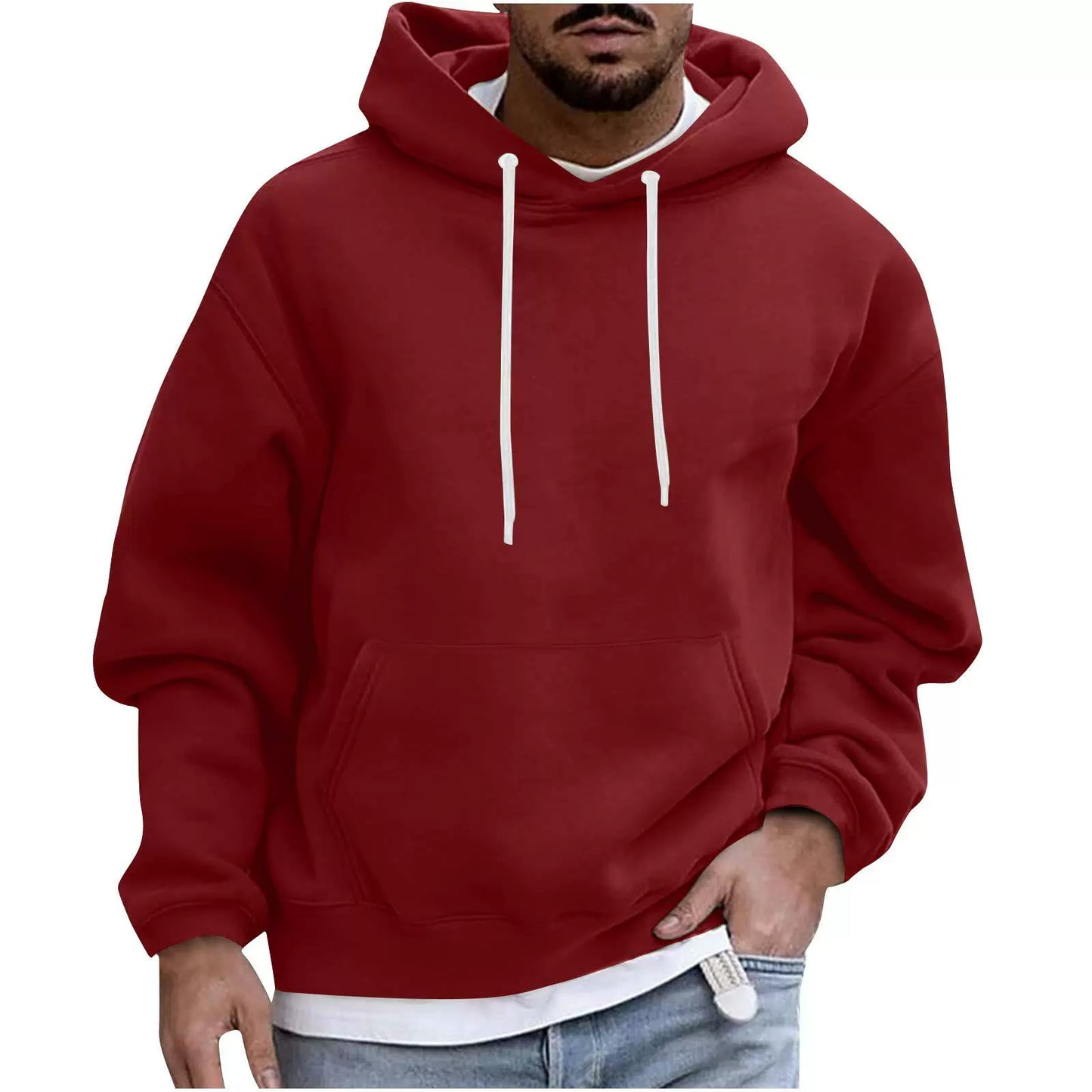 Men’s Hoodie – Fleece Fabric – Loose Fit – Drawstring Hood – Kangaroo Pocket Casual Wear