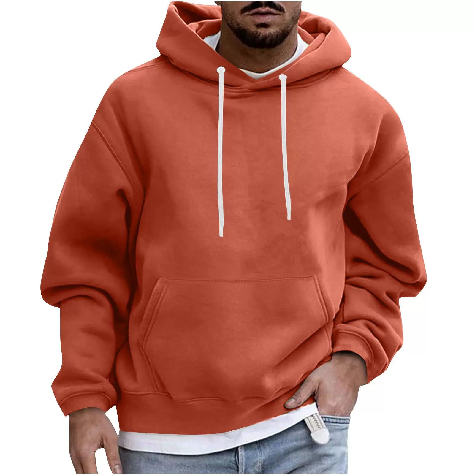 Men’s Hoodie – Fleece Fabric – Loose Fit – Drawstring Hood – Kangaroo Pocket Casual Wear