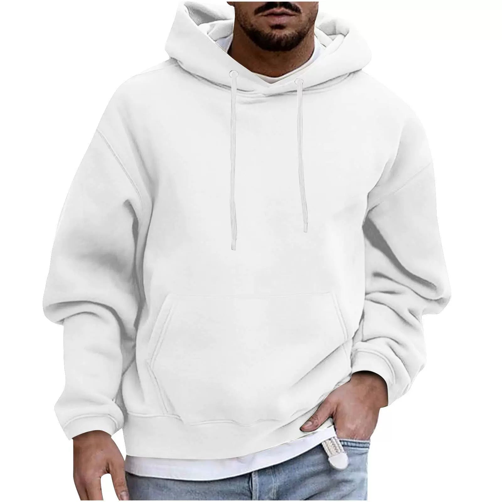 Men’s Hoodie – Fleece Fabric – Loose Fit – Drawstring Hood – Kangaroo Pocket Casual Wear