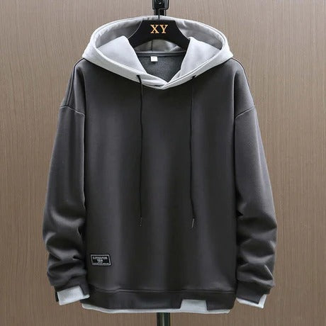 Men’s Hoodie – Oversized Fit – Double Hood – Ribbed Cuffs – Layered Hem – Cotton Blend