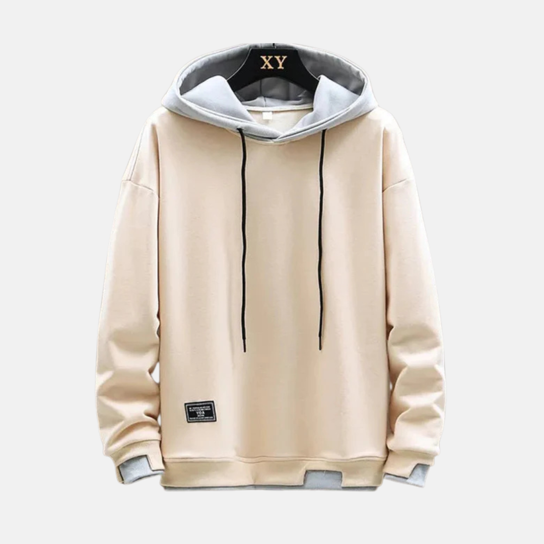Men’s Hoodie – Relaxed Fit – Cotton Blend – Layered Hood – Ribbed Cuffs and Hem