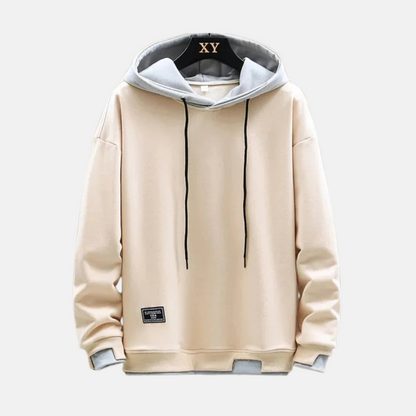 Men’s Hoodie – Relaxed Fit – Cotton Blend – Layered Hood – Ribbed Cuffs and Hem