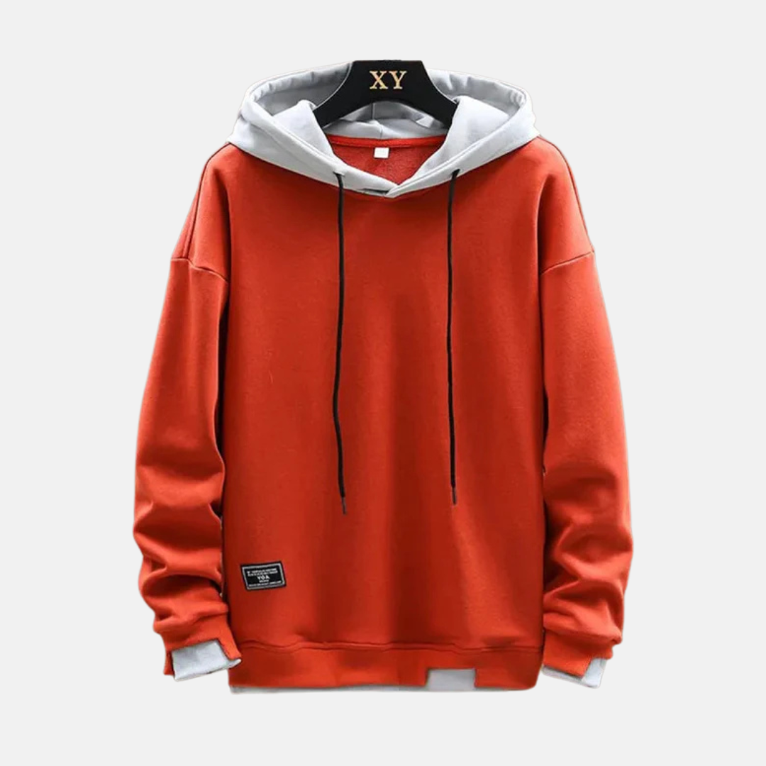 Men’s Hoodie – Relaxed Fit – Cotton Blend – Layered Hood – Ribbed Cuffs and Hem