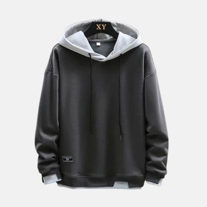 Men’s Hoodie – Relaxed Fit – Cotton Blend – Layered Hood – Ribbed Cuffs and Hem