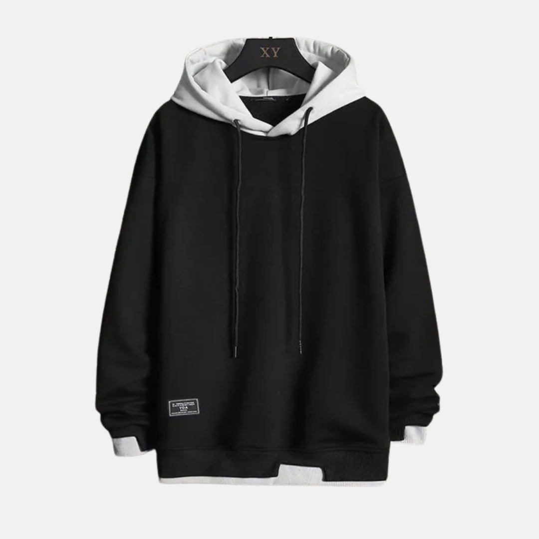 Men’s Hoodie – Relaxed Fit – Cotton Blend – Layered Hood – Ribbed Cuffs and Hem