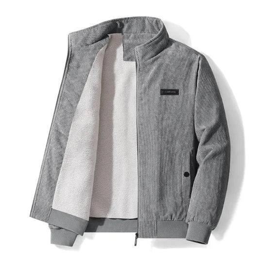 Men’s Jacket – Corduroy – Fleece Lined – Casual Fit – Zip Front – Standing Collar